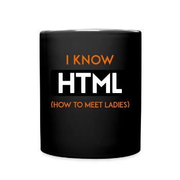 HTML web developer entwickler CSS Programmierer - Tasse einfarbig - Schwarz - Vorne