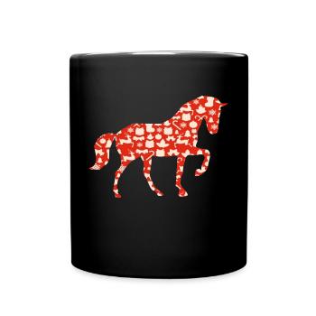 pferd weihnachten Weihnachtspferd - Tasse einfarbig - Schwarz - Vorne