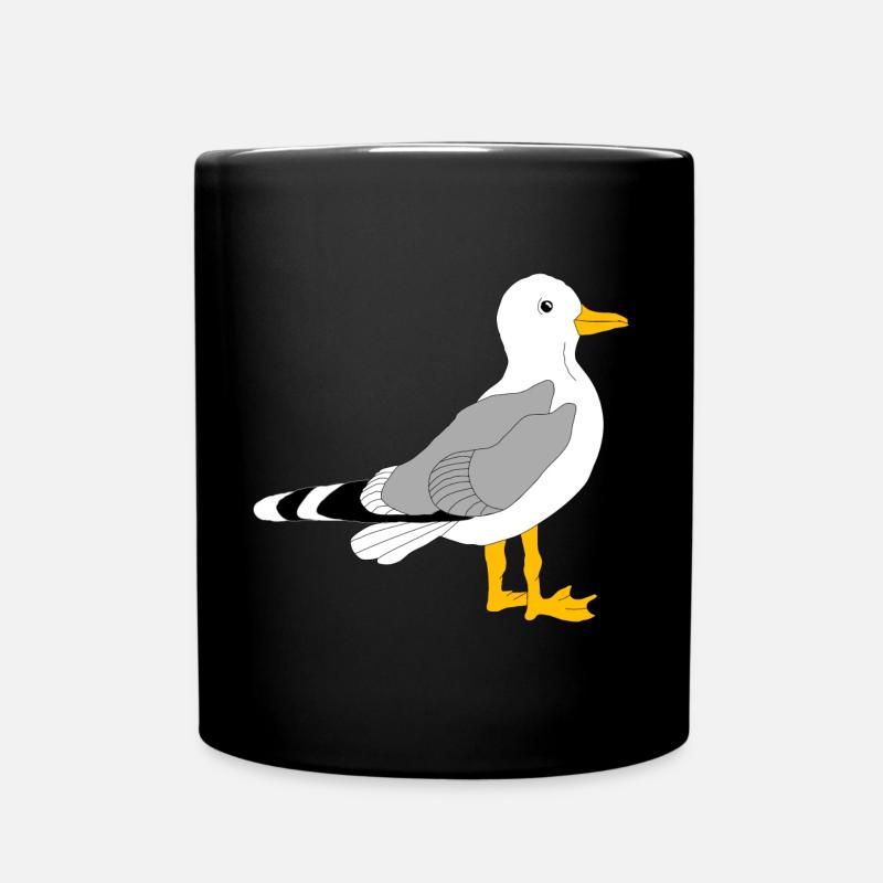 Whimsical Grey Wing Duck Illustration - Full Colour Mug - black
