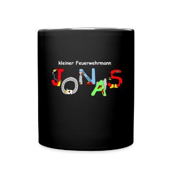 Jonas fire brigade motif with name for children - Full Colour Mug - black - Front
