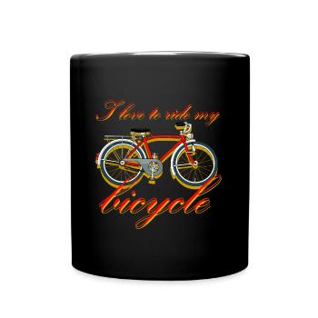 I love to ride my bicycle - Full Colour Mug - black - Front