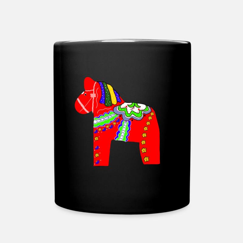 Dalapferd or Dalahäst - Full Colour Mug - black