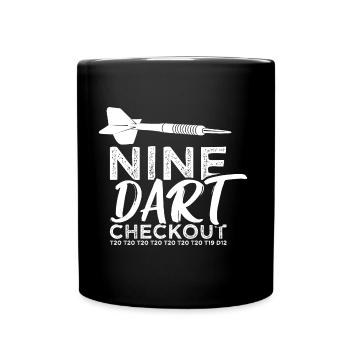 Dart Arrow Nine Dart checkout Darts Player Bullseye - Full Colour Mug - black - Front