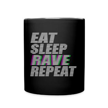 eat sleep rave repeat techno dj rave dubstep - Full Colour Mug - black - Front