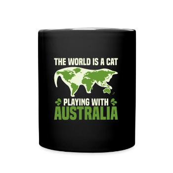 Chat boule de jeu carte du monde continents mème cadeau - Mug uni - noir - Devant