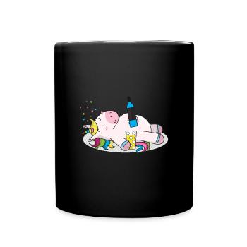 Fun unicorn party with drinks - Full Colour Mug - black - Front