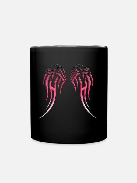 Tribal Fluegel Pink Tattoo Style - Tasse einfarbig - Schwarz