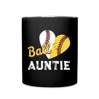 Baseball-Softball-Ball-Tante Mothers Day - Tasse einfarbig - Schwarz - Vorne