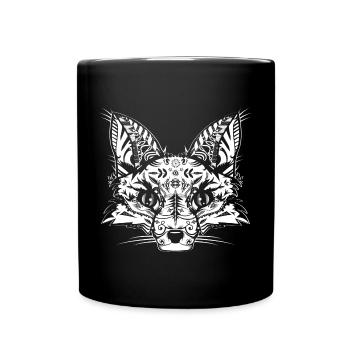 Fuchskopf Weiß - Tasse einfarbig - Schwarz - Vorne