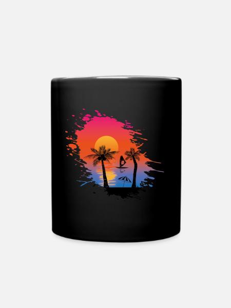 Plage palmiers mer - Mug uni - noir