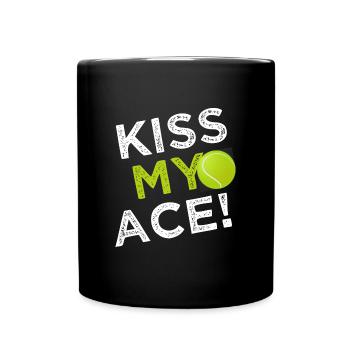 KISS MY ACE - Tennis serve - Tennis Training - Full Colour Mug - black - Front