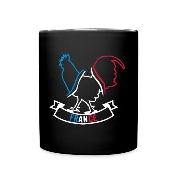 france foot supporter coq 4 ecusson 4 wimion - Tasse einfarbig - Schwarz - Vorne