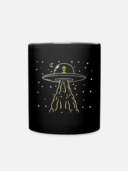 Alien space spaceship - Full Colour Mug - black