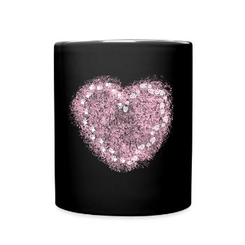 Patte de chien cool love coeur rose - Mug uni - noir - Devant