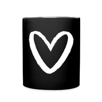 Herz im Kreidelook I Liebe Symbol Zeichen - Tasse einfarbig - Schwarz - Vorne