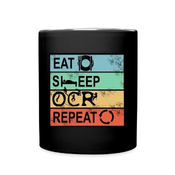 Hindernislauf Eat Sleep OCR Repeat Männer Laufen - Tasse einfarbig - Schwarz - Vorne
