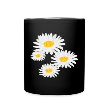 Blume Gänseblümchen - Tasse einfarbig - Schwarz - Vorne