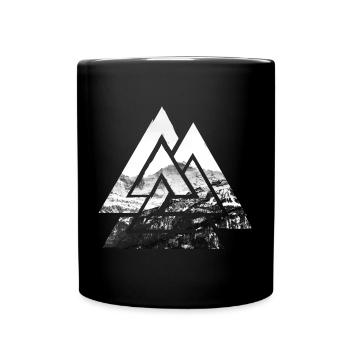 Valknut, symbol of Odin - With mountains - Full Colour Mug - black - Front