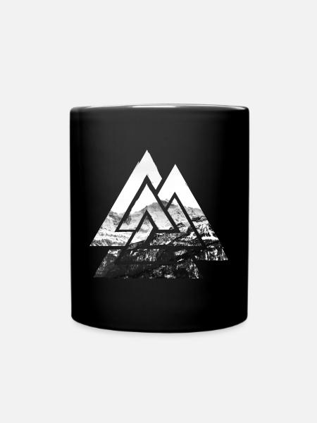 Valknut, Symbol von Odin - Mit Gebirge - Tasse einfarbig - Schwarz