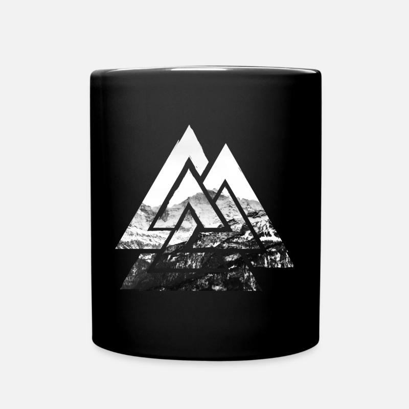 Valknut, Symbol von Odin - Mit Gebirge - Tasse einfarbig - Schwarz