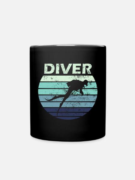 Diver diving - Full Colour Mug - black