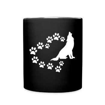 Loup de coeur de patte - Mug uni - noir - Devant
