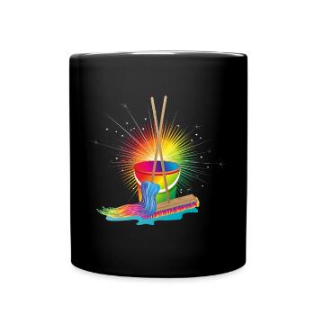 Mop, broom and bucket in rainbow colors - Full Colour Mug - black - Front