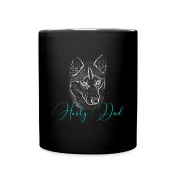 Silhouette de papa robuste écriture néon - Mug uni - noir - Devant