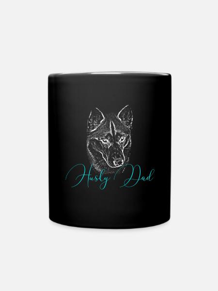 Silhouette de papa robuste écriture néon - Mug uni - noir