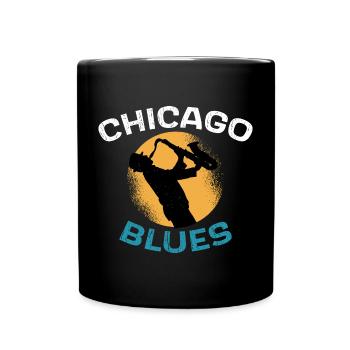 Chicago Blues cadeau musicien, fan de blues saxo - Mug uni - noir - Devant