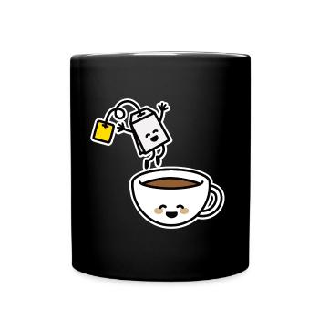 Tea bag tea cup tea drinker tea lover - Full Colour Mug - black - Front