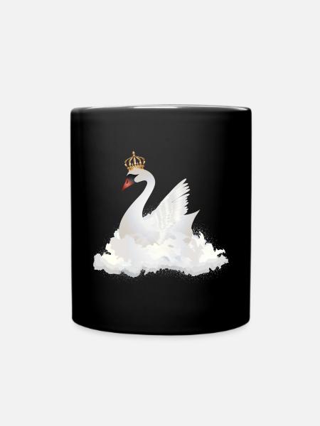 traumhafter Schwan in den Wolken mit einer Krone - Tasse einfarbig - Schwarz