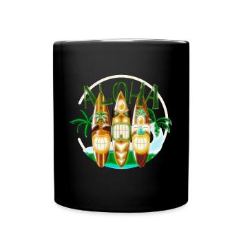 TIKI Ancestor God Figures Surf Boards ALOHA 2 - Full Colour Mug - black - Front