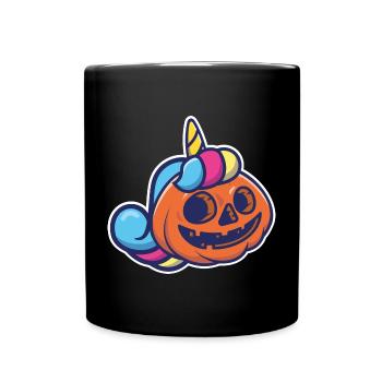 Pumpkin Lantern in Unicorn Halloween Humor - Full Colour Mug - black - Front