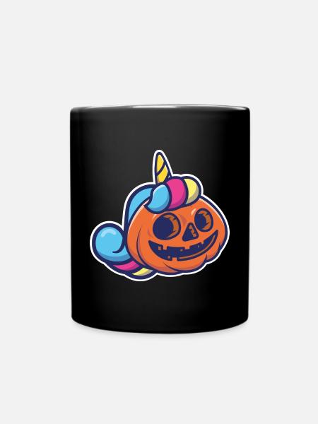 Lanterne Citrouille en Licorne Humour Halloween - Mug uni - noir