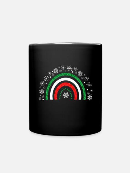 Weihnachts-Regenbogenglitzer zum Anpassen - Tasse einfarbig - Schwarz