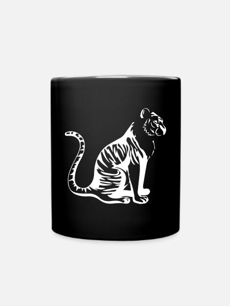 Eleganter Tiger Silhouette Design - Tasse einfarbig - Schwarz