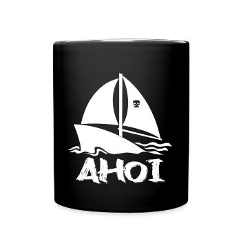 Sailboat Ahoi maritim - Full Colour Mug - black - Front