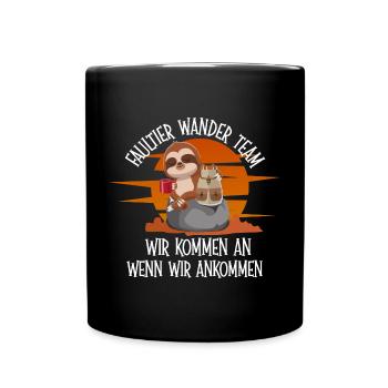 Häschentier Wanderteam Motiv - Tasse einfarbig - Schwarz - Vorne