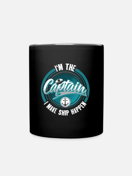 Captain Sailing Motorboat Boat Ship Sailor - Full Colour Mug - black