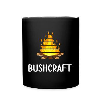 bushcraft fireplace outdoor shelter wildlife - Full Colour Mug - black - Front