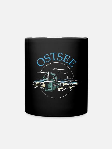 Ostsee Strandkorb See Symbol Meer Illustration - Tasse einfarbig - Schwarz