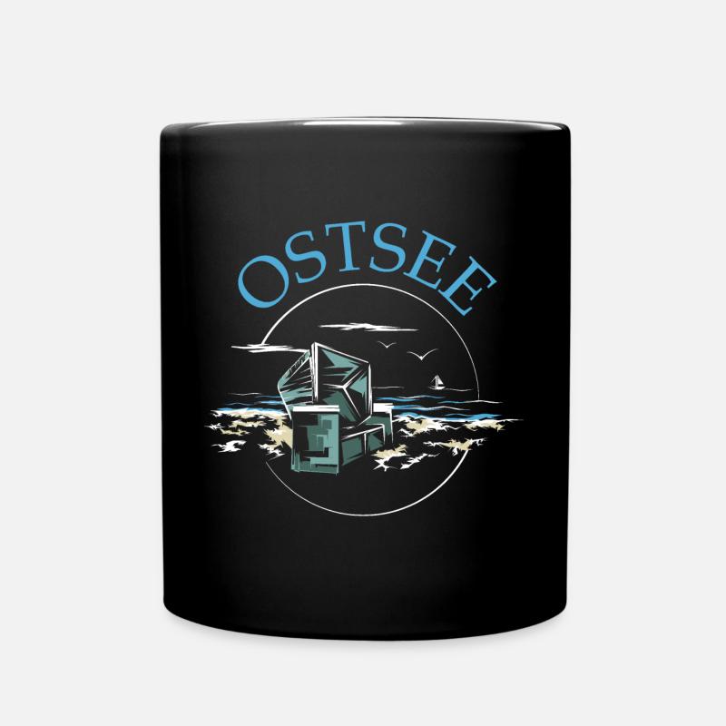 Ostsee Strandkorb See Symbol Meer Illustration - Tasse einfarbig - Schwarz