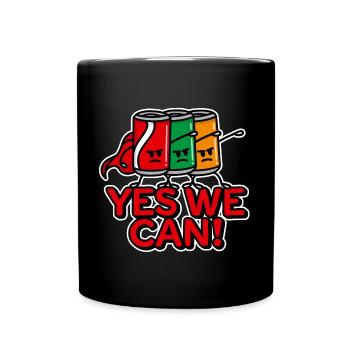 Superhero Beverage Cans Word Game Yes we can - Full Colour Mug - black - Front