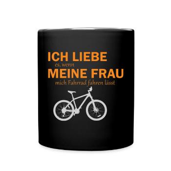 Ich liebe meine Frau Fahrrad - Tasse einfarbig - Schwarz - Vorne