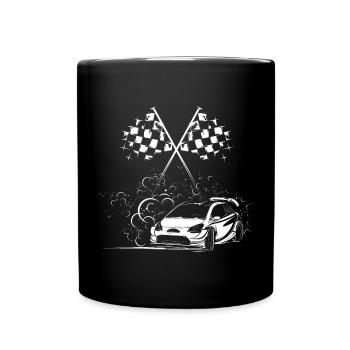 Autos Symbol Zielflagge Rally Drift Icon Logo - Tasse einfarbig - Schwarz - Vorne