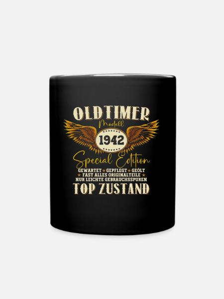 Oldtimer August 1942 80. Geburtstag Geschenk Fun - Tasse einfarbig - Schwarz