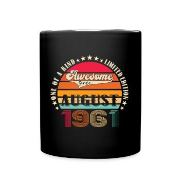 Awesome since August 1961 61st Birthday Gift - Full Colour Mug - black - Front