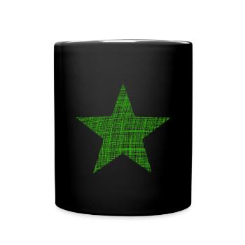 grüner Stern, green star - Tasse einfarbig - Schwarz - Vorne