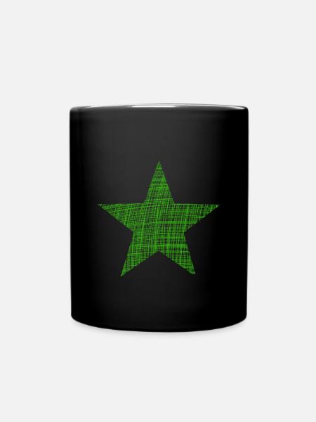 grüner Stern, green star - Tasse einfarbig - Schwarz